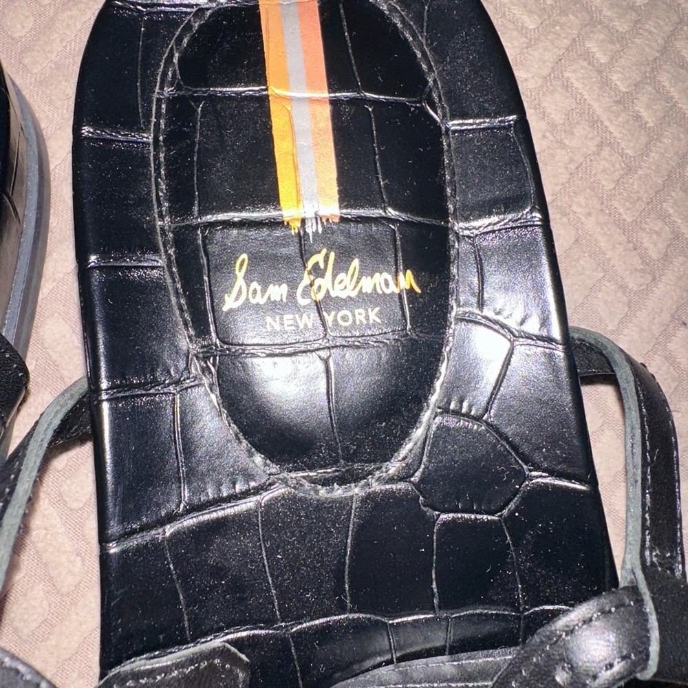 Sam Edelman Black Croc-Embossed Sandals - Picture 4 of 4